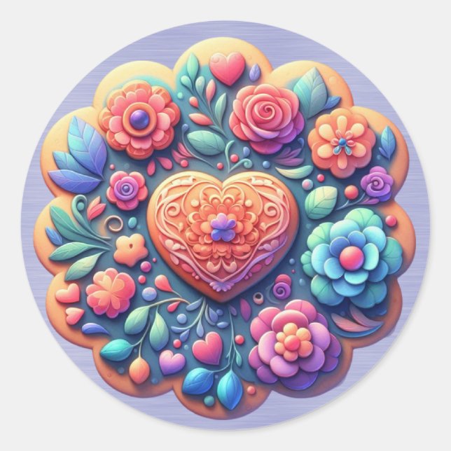 Als Blume dekorierte Cookies Runder Aufkleber (Vorderseite)