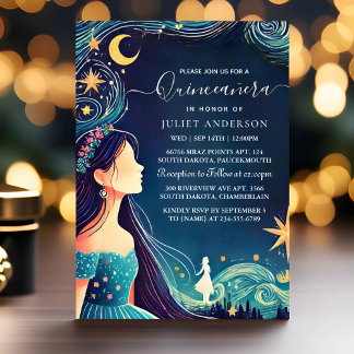 Als Dark Fun Star Prom Starry Night Sky Quinceaner Einladung