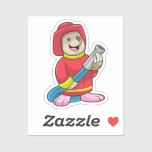 Als Feuerwehrmann mit Schlauch Aufkleber