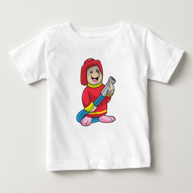 Als Feuerwehrmann mit Schlauch Baby T-shirt (Vorderseite)