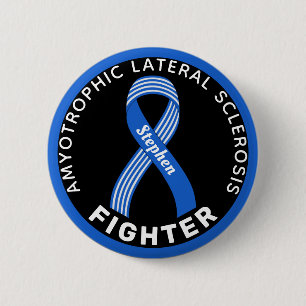 ALS Fighting Ribbon Black Button