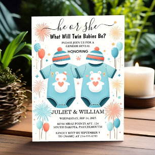 Als Games Oh Baby Joint Zwei-Zwillingsgeschlechtso Einladung