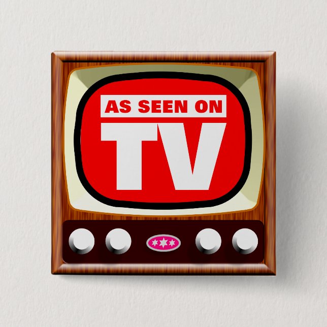 Als gesehenes im Fernsehen - Retro Fernsehen Button (Vorderseite)