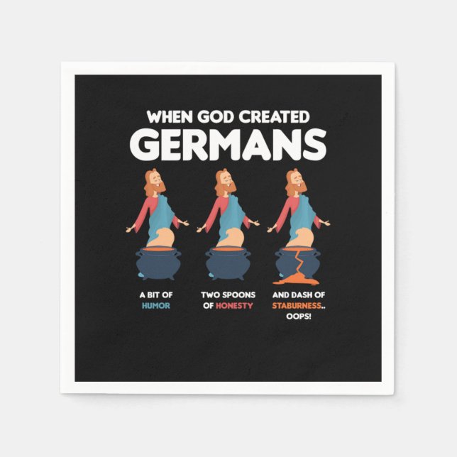 Als Gott die Deutschen erschuf Funny Germany Gesch Serviette (Vorderseite)
