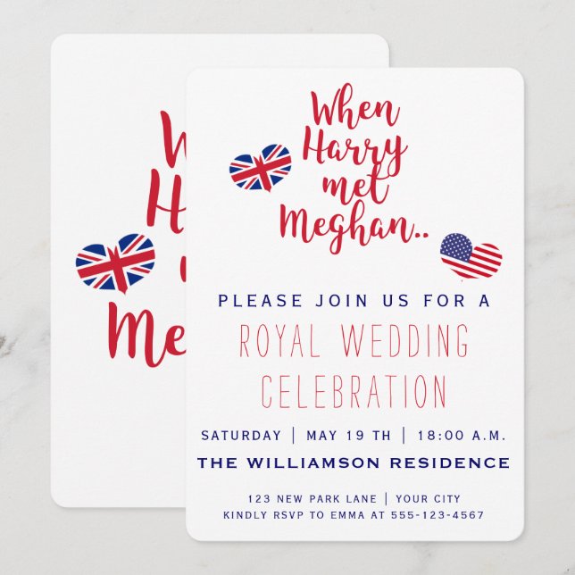 Als Harry Meghan traf | Königliche Hochzeitseinlad Einladung (Vorne/Hinten)