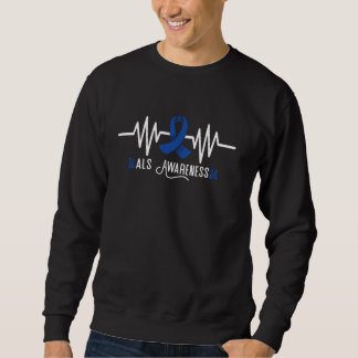 ALS Heartbeat ALS Awareness Blue Ribbon Krieger Sweatshirt