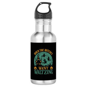 Als Hexen beim Walzer tanzen Halloween Spukhaus Edelstahlflasche