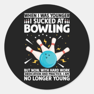 Als ich jünger war Bowling Funny Spaß Gag Bowler Runder Aufkleber