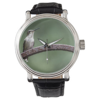 Als kleiner Hummingbird Vintag Lederriemen Armbanduhr