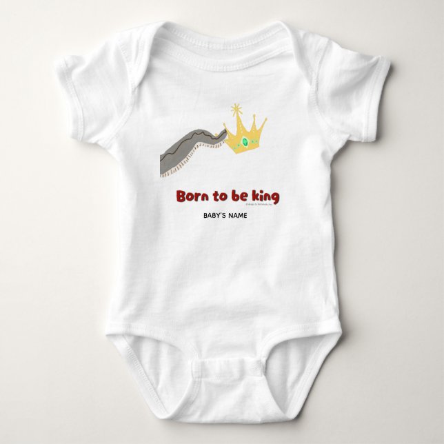 Als König Geboren - Benutzerdefinierter Name Farbb Baby Strampler (Vorderseite)