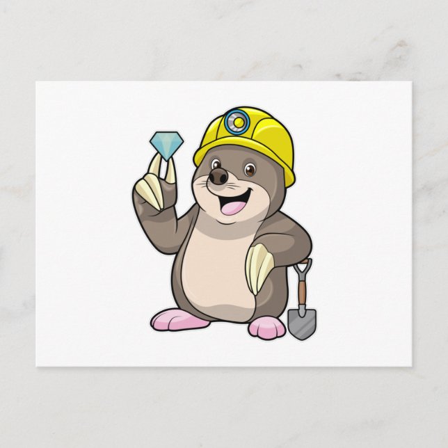 Als Minen mit Shovel & Diamond Postkarte (Vorderseite)