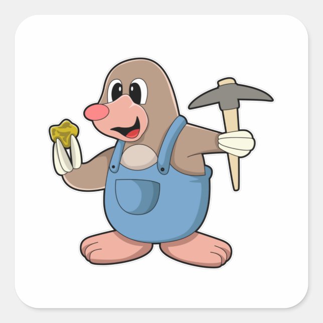 Als Minenräumer mit Gold Quadratischer Aufkleber (Vorderseite)