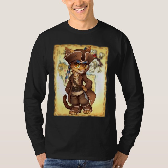 Als Piratenschatz verkleidete Katze T-Shirt (Vorderseite)