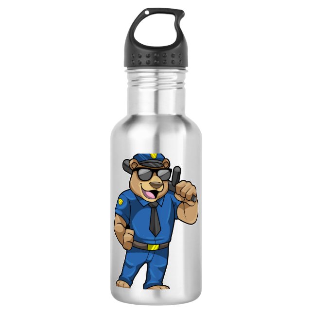 Als Polizeibeamter mit Polizeiuniform tragen Edelstahlflasche (Vorderseite)