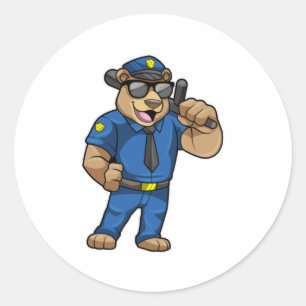 Als Polizeibeamter mit Polizeiuniform tragen Runder Aufkleber