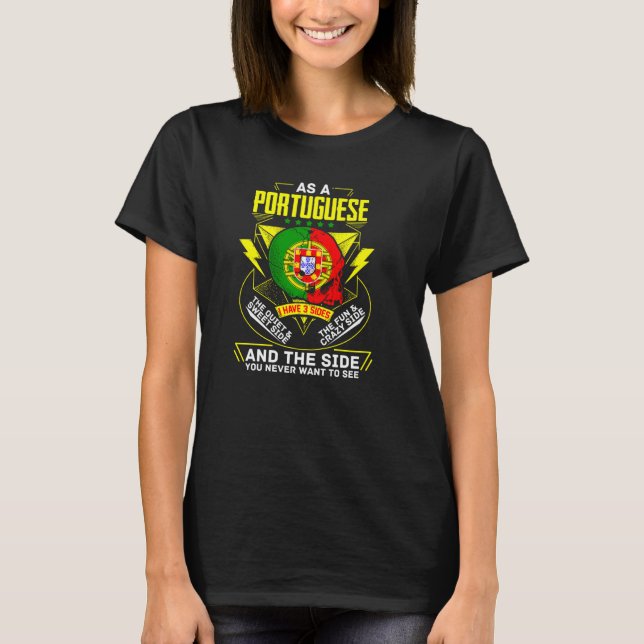 Als portugiesische 3-seitige portugiesische Flagge T-Shirt (Vorderseite)