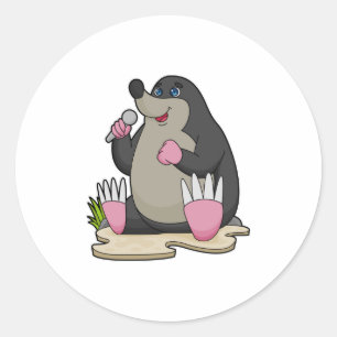 Als Sängerin mit Mikrofon Runder Aufkleber