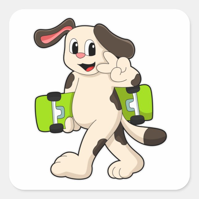 Als Skater mit Skateboard Quadratischer Aufkleber (Vorderseite)