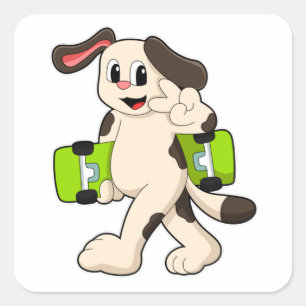 Als Skater mit Skateboard Quadratischer Aufkleber