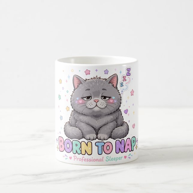 Als süße Katze zum Schlafen geboren Kaffeetasse (Mittel)