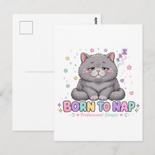Als süße Katze zum Schlafen geboren Postkarte