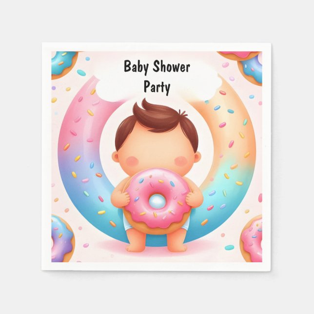 Als Träume Pink Blue Donuts und Diapers Baby Dusch Serviette (Vorderseite)