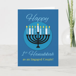 Als Verlobtes Paar Erste Hanukkah Menorah Karte