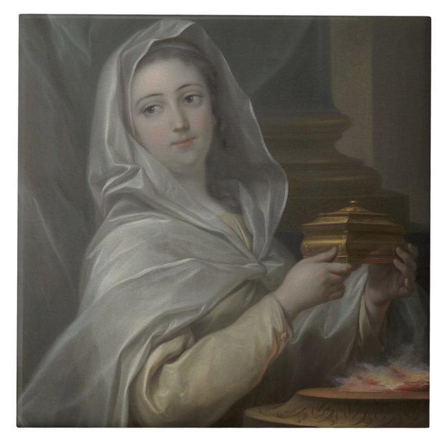 Als Vestal-Jungfrau porträtierte Frau (antikes Rom Fliese (Vorderseite)