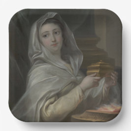 Als Vestal-Jungfrau porträtierte Frau (antikes Rom Pappteller