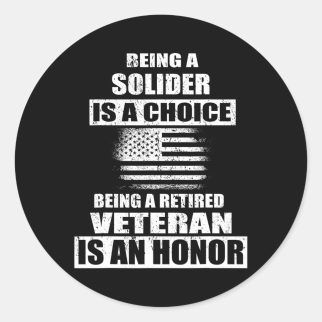 Als Veteran der US Army Solider Independence Veter Runder Aufkleber (Vorderseite)