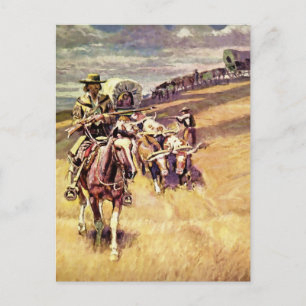 „Als Wagon Trains schwach waren“ von Charles M. Ru Postkarte