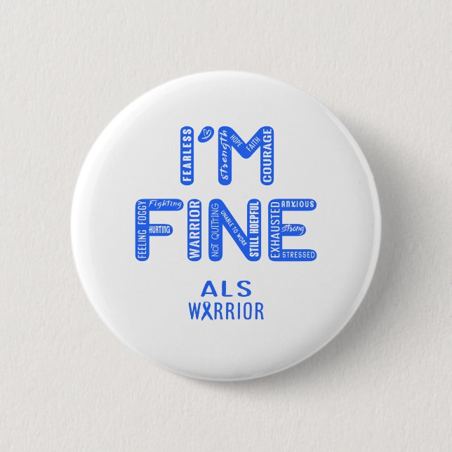 ALS Warrior - ICH BIN FINE Button (Vorderseite)