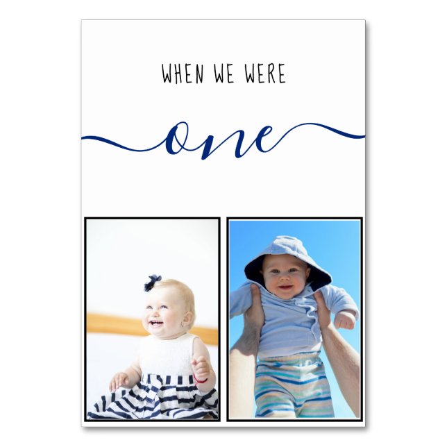 Als wir eine moderne Blue-Handwriting-Hochzeit war Tischnummer (Rückseite)