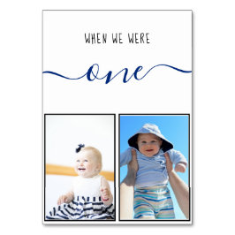 Als wir eine moderne Blue-Handwriting-Hochzeit war Tischnummer