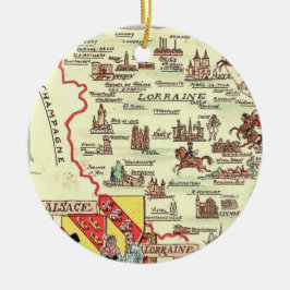 Alsace Lorraine France  Illustrated Map  Keramik Ornament