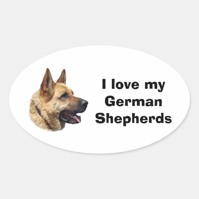 Alsatisches Schäferhundportrait Ovaler Aufkleber (Vorderseite)