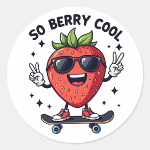 Also Berry Cool Frucht Lover Strawberry Saison Runder Aufkleber