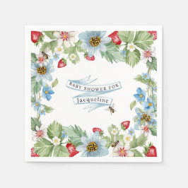 Also Berry Sweet Strawberry Baby Boy to Bee Shower Serviette