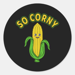 Also Corny Corn am Cob Day Funny Corn Meme Pub Runder Aufkleber