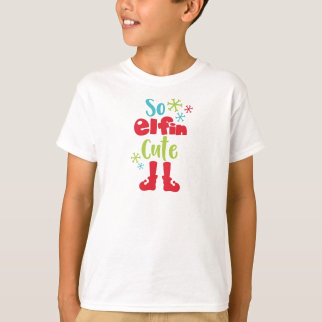 Also Elfin Niedlich, Elfshose, Schneeflocken, Weih T-Shirt (Vorderseite)