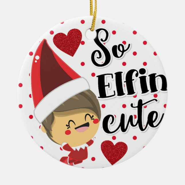 Also Elfin' Niedliche schmutzige Elfweihnacht Keramik Ornament (Vorne)