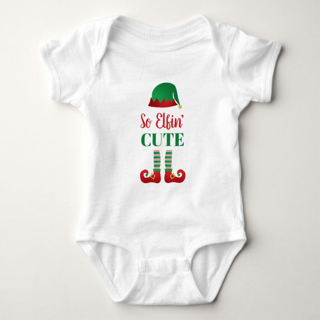Also Elfing Niedlich Funny Weihnachten Sprichwort Baby Strampler (Vorderseite)