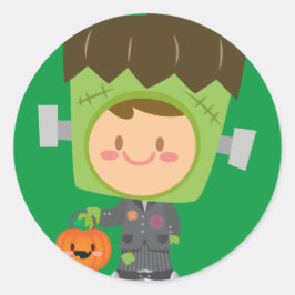 Also Franken Niedlich Frankenstein Kids Halloween Runder Aufkleber