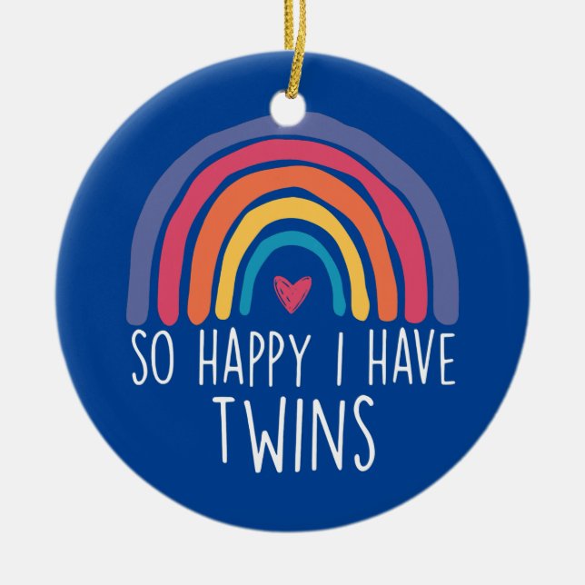 Also glücklich, ich habe Zwillinge Raibow Eltern M Keramik Ornament (Vorne)