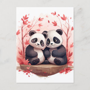 Also glücklich zusammen Panda Paar Ankündigungspostkarte
