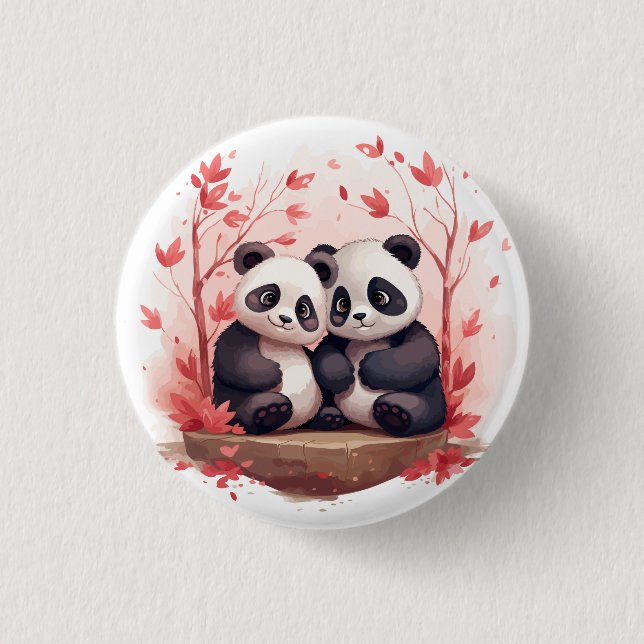 Also glücklich zusammen Panda Paar Button (Vorderseite)