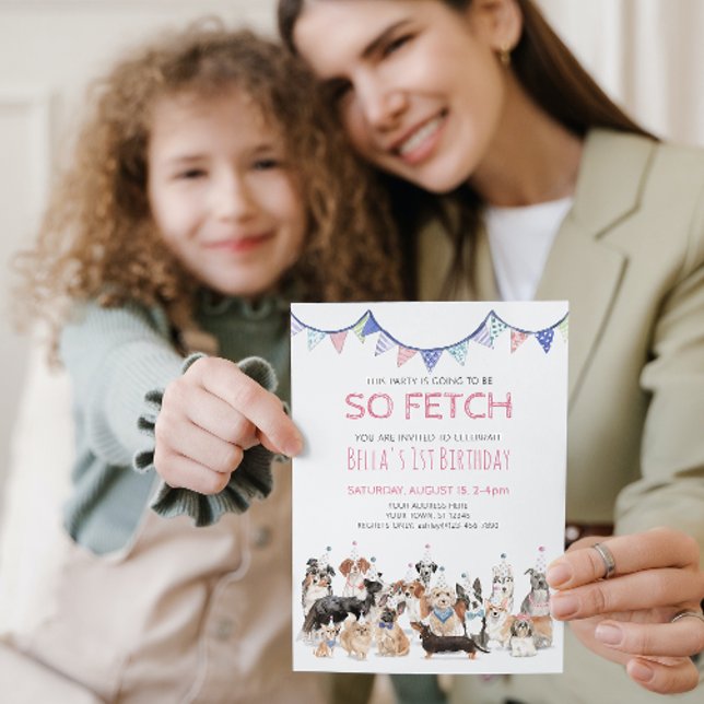 Also holen Welpen Hund Geburtstagsparty Einladung (Paw-ty Time! Celebrating Your Puppy's 1st Birthday!)