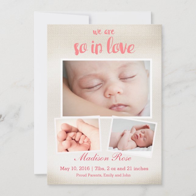 Also in Liebe Baby Mädchen Geburtsankündigung Ankündigung (Vorderseite)