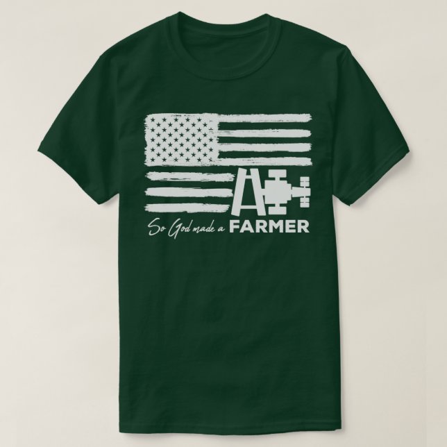 Also machte Gott einen Bauer American Flag Tractor T-Shirt (Design vorne)