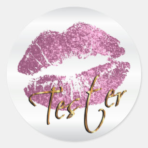 Also Pink Glitzer Lips 3 - Tester Runder Aufkleber